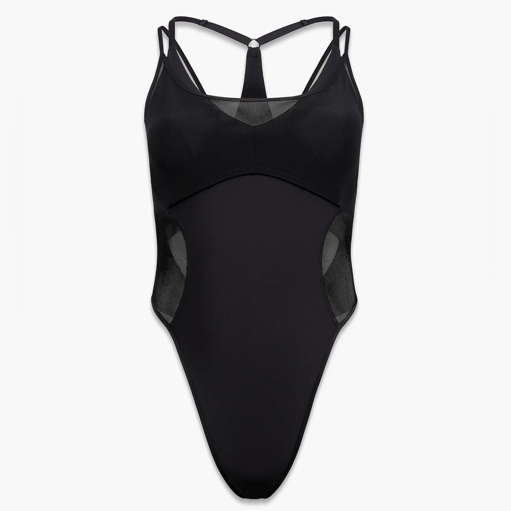 NWT Savage X Fenty 1 on 1 Black Strappy Bodysuit Sz M